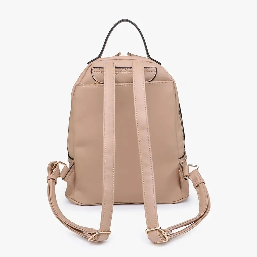 Marty 2 Compartment Backpack w/ Stitch Detail - Brown