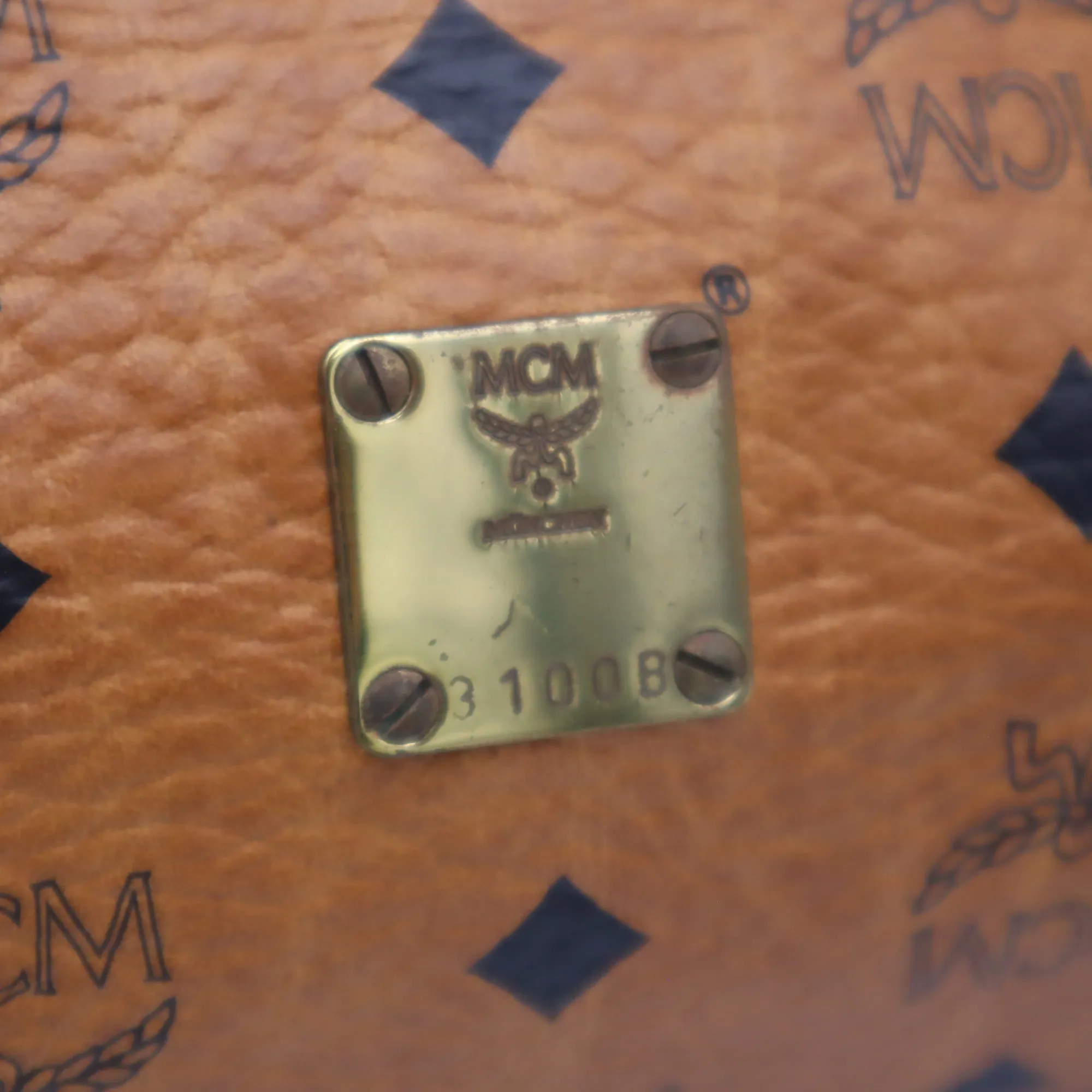 MCM Visetos Leather Barrel Crossbody Bag