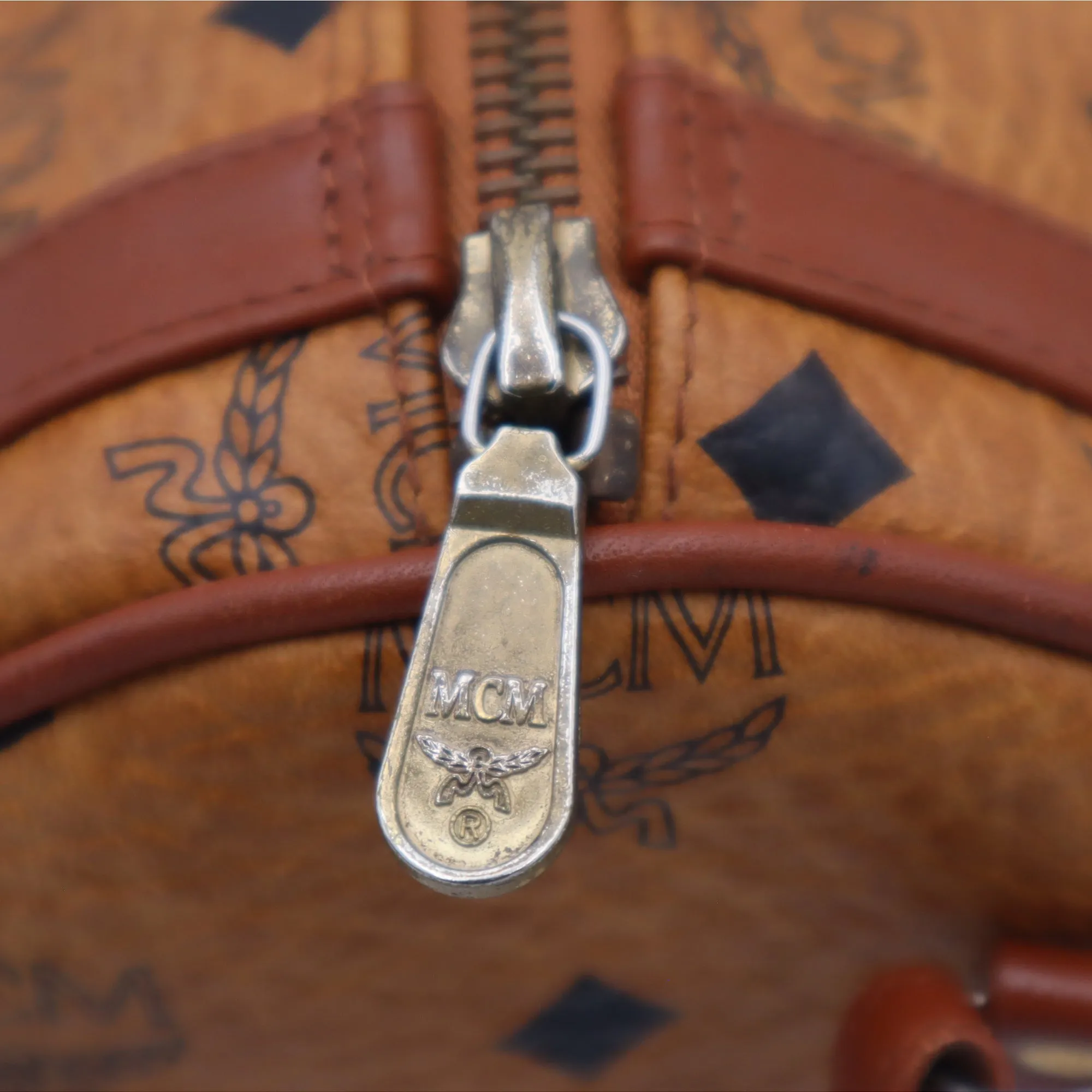 MCM Visetos Leather Barrel Crossbody Bag