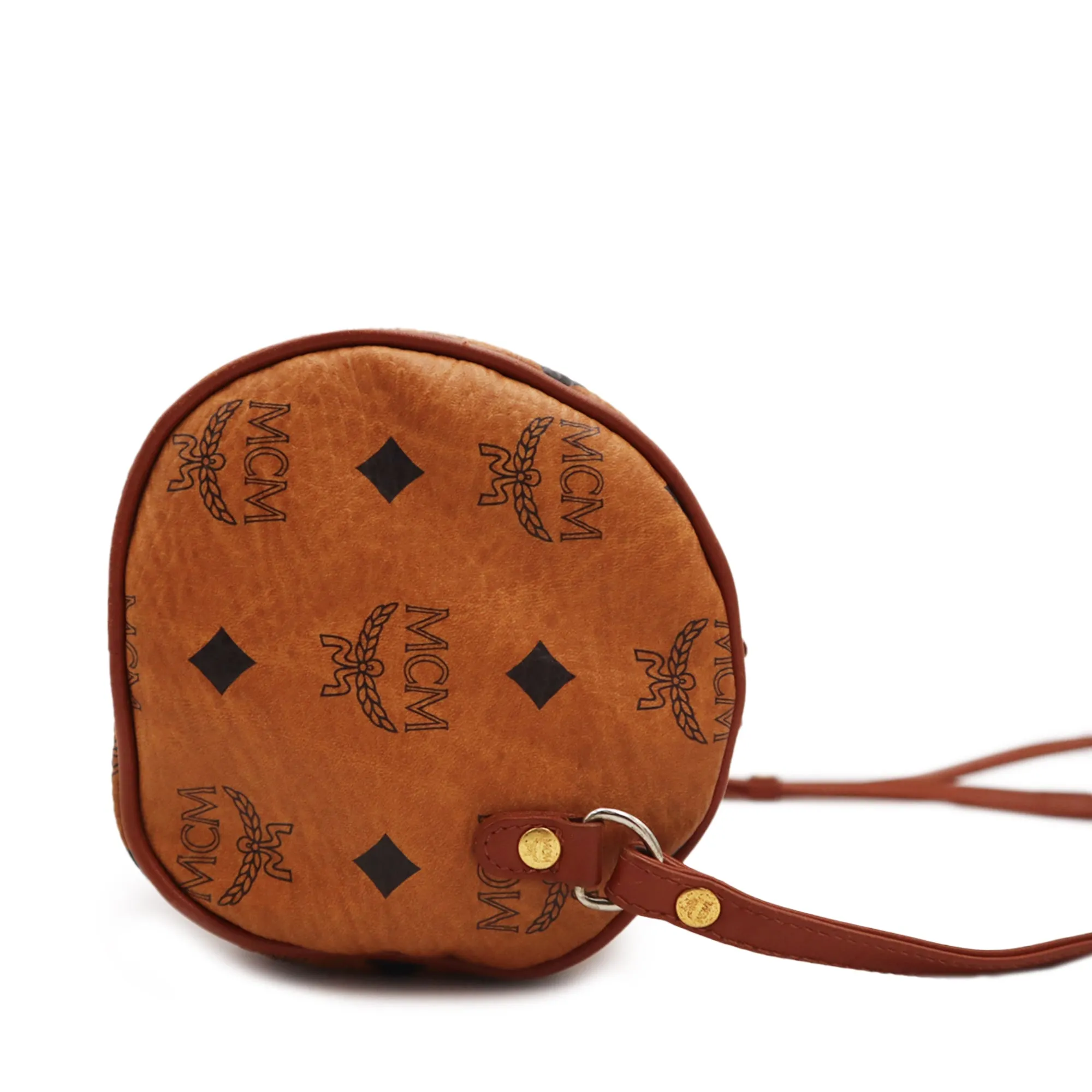 MCM Visetos Leather Barrel Crossbody Bag