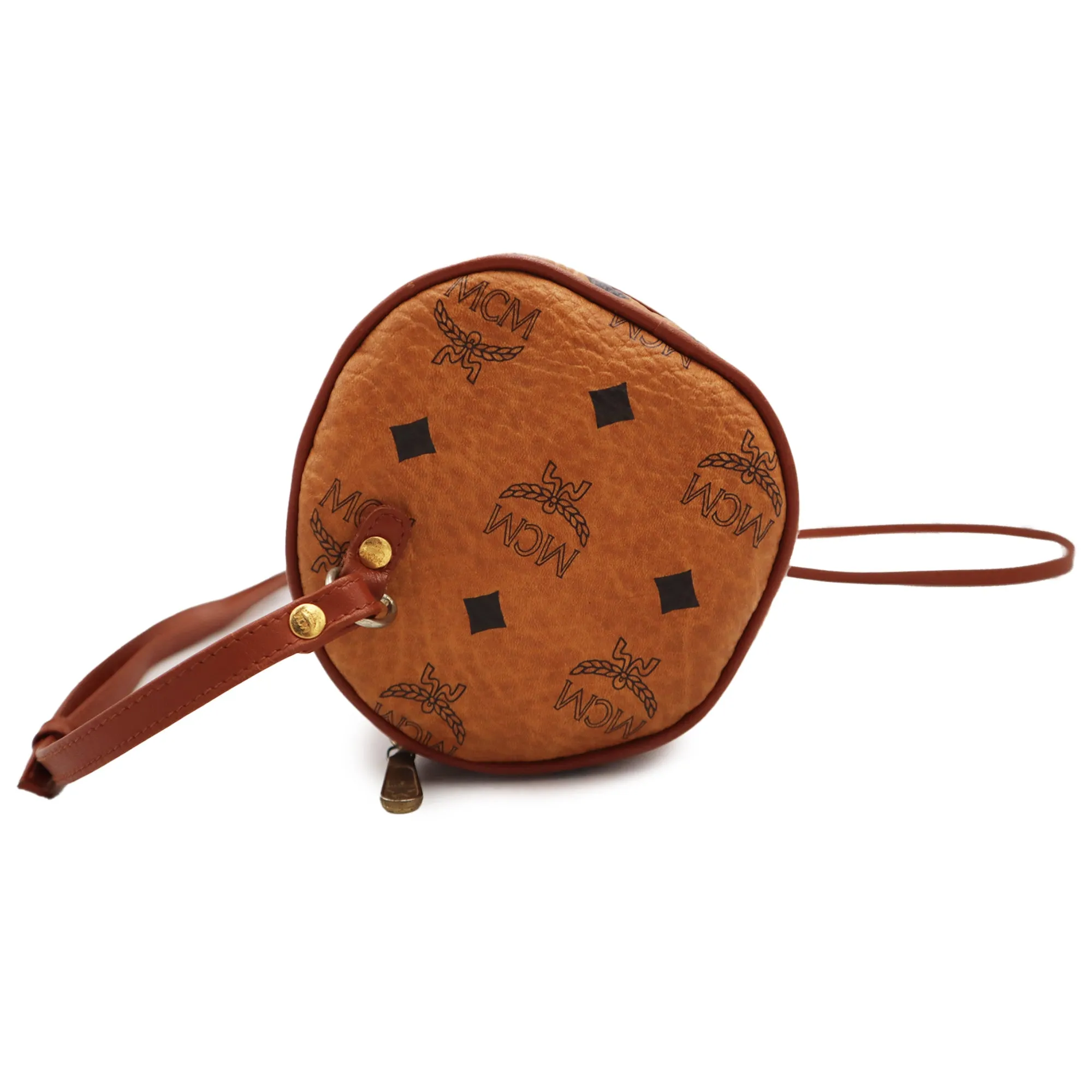 MCM Visetos Leather Barrel Crossbody Bag
