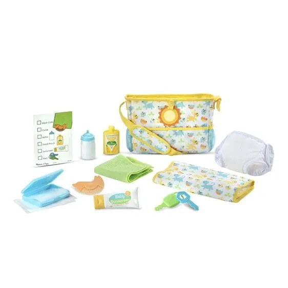 MELISSA & DOUG Mine To Love Playset Travel Time: 17-piece play set gives kids everything they need to pack up and take their favorite baby dolls and stuffed animals on the go - 31707