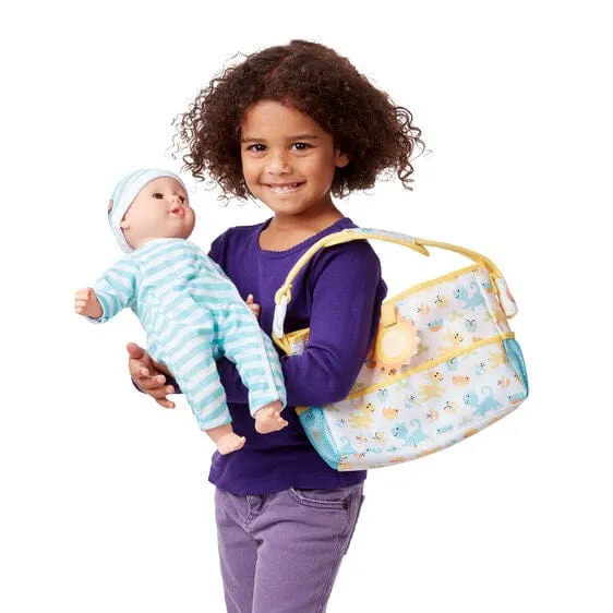 MELISSA & DOUG Mine To Love Playset Travel Time: 17-piece play set gives kids everything they need to pack up and take their favorite baby dolls and stuffed animals on the go - 31707