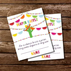 Mexican Fiesta Baby Shower Diaper Raffle Insert Cards