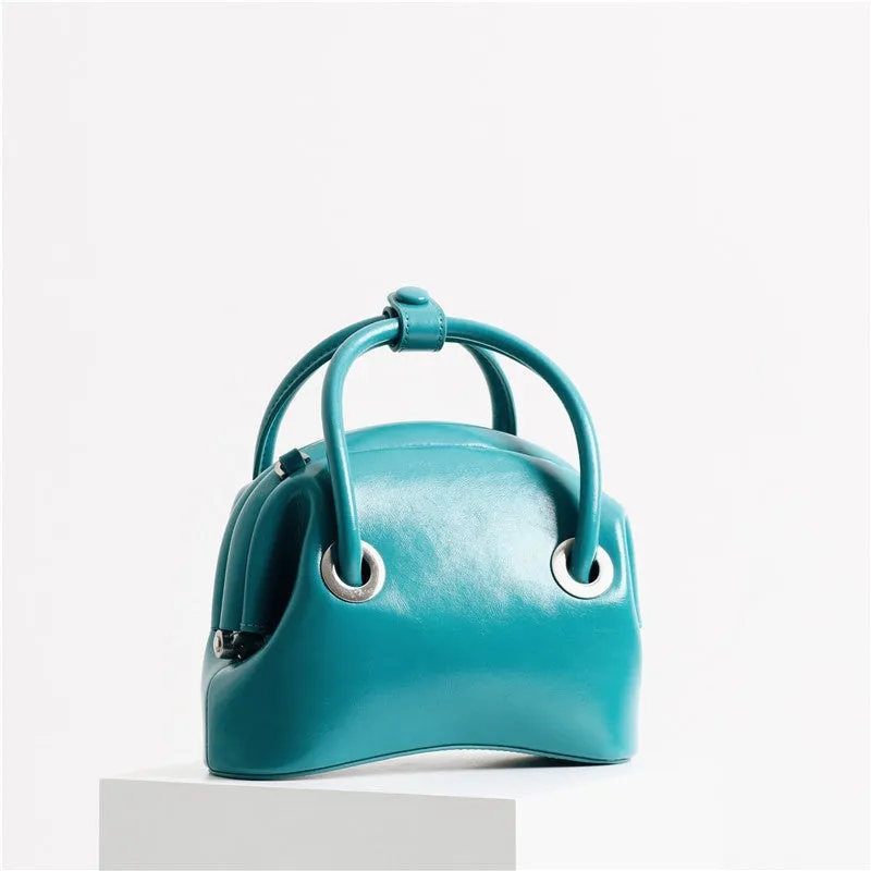 Mini Leather Circle Top Handle Bag