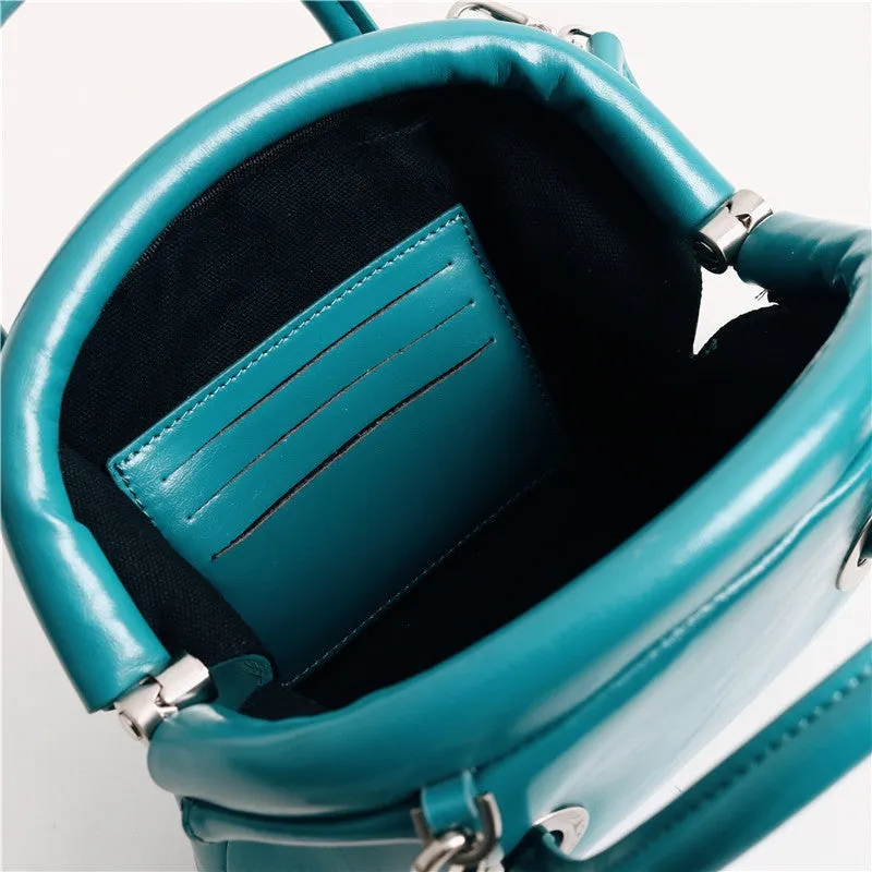 Mini Leather Circle Top Handle Bag