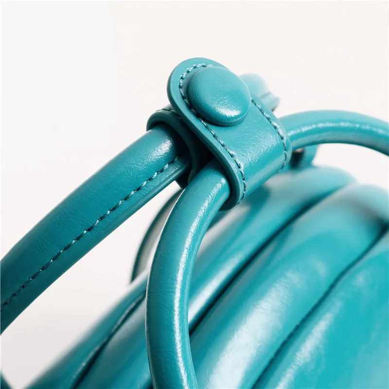 Mini Leather Circle Top Handle Bag