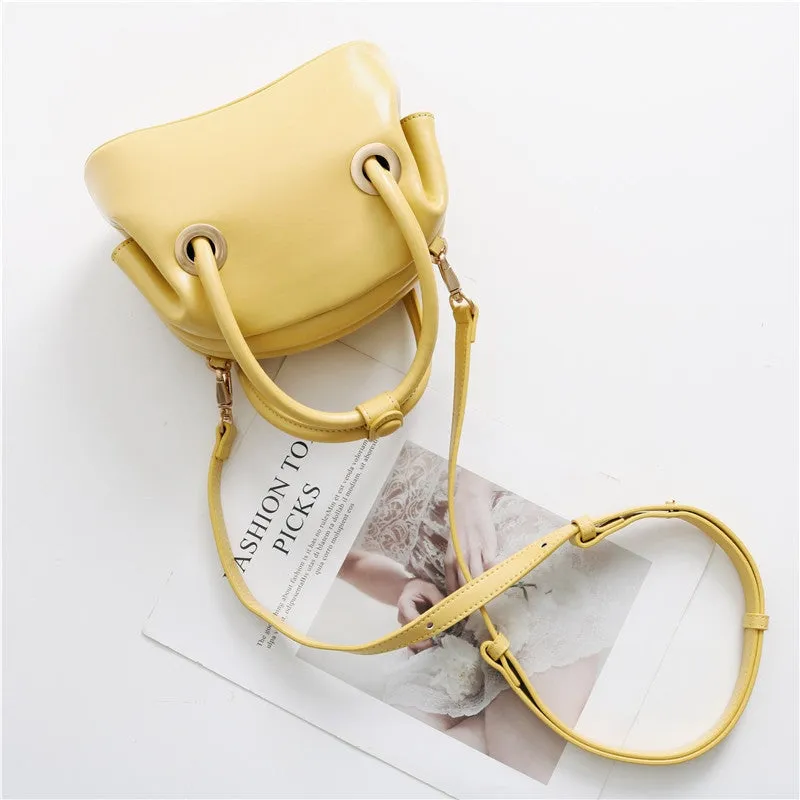 Mini Leather Circle Top Handle Bag