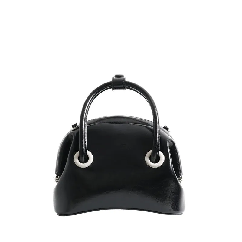 Mini Leather Circle Top Handle Bag