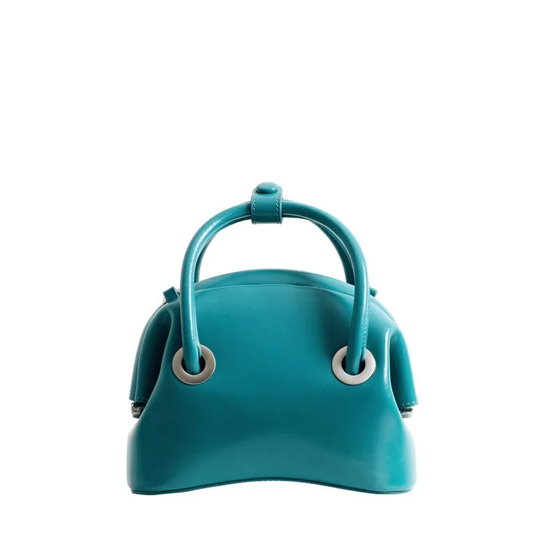 Mini Leather Circle Top Handle Bag