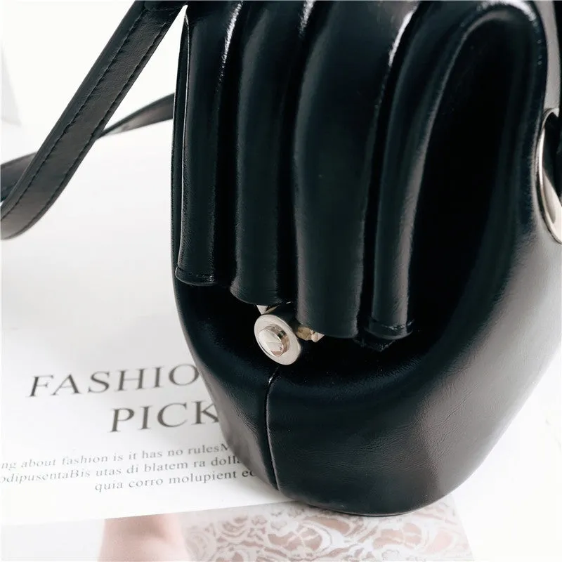 Mini Leather Circle Top Handle Bag