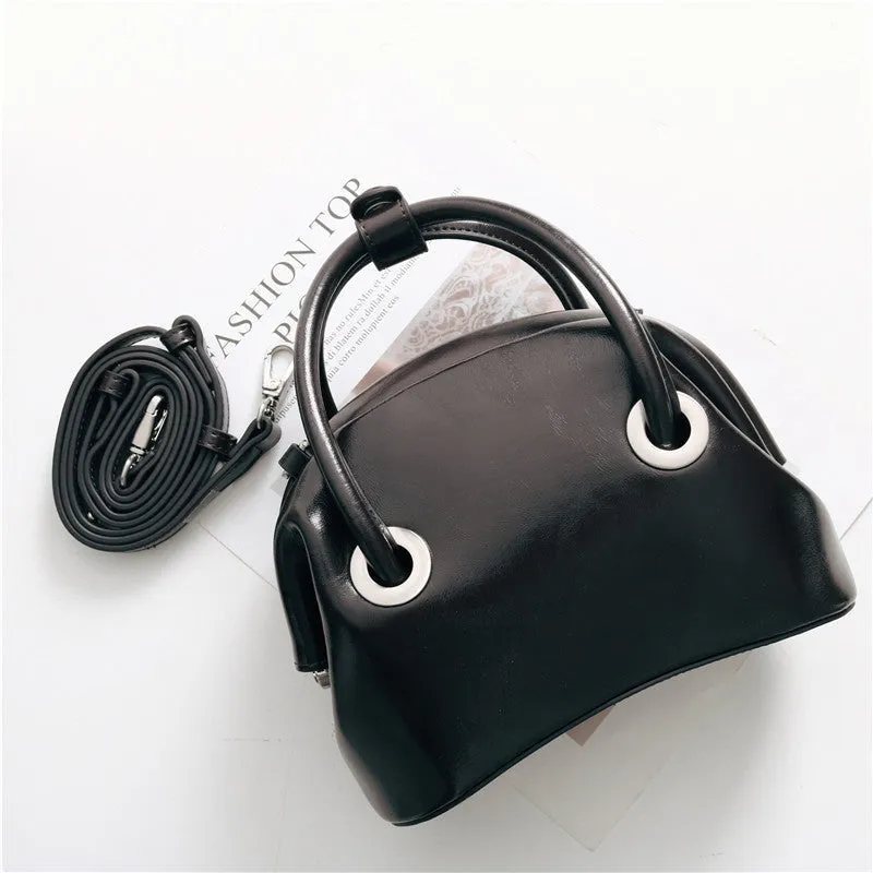 Mini Leather Circle Top Handle Bag
