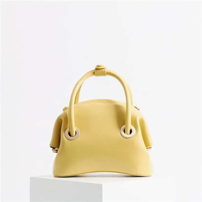 Mini Leather Circle Top Handle Bag