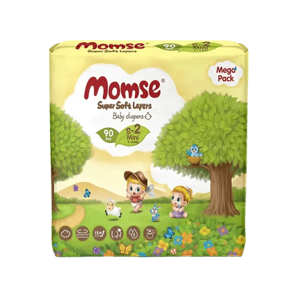MOMSE BABY DIAPERS S-2 MINI 4-8 KG 90PCS