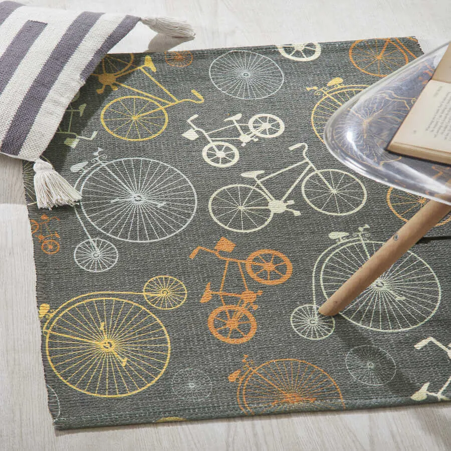 Mona B - Printed Cycle Kids Room Dhurrie Carpet Rug Runner Floor Mat for Living Room Bedroom: 2 X 3 Feet Multi Color- PR-110