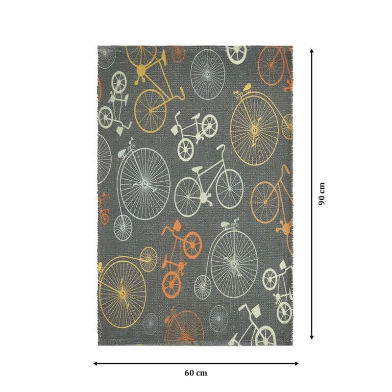 Mona B - Printed Cycle Kids Room Dhurrie Carpet Rug Runner Floor Mat for Living Room Bedroom: 2 X 3 Feet Multi Color- PR-110