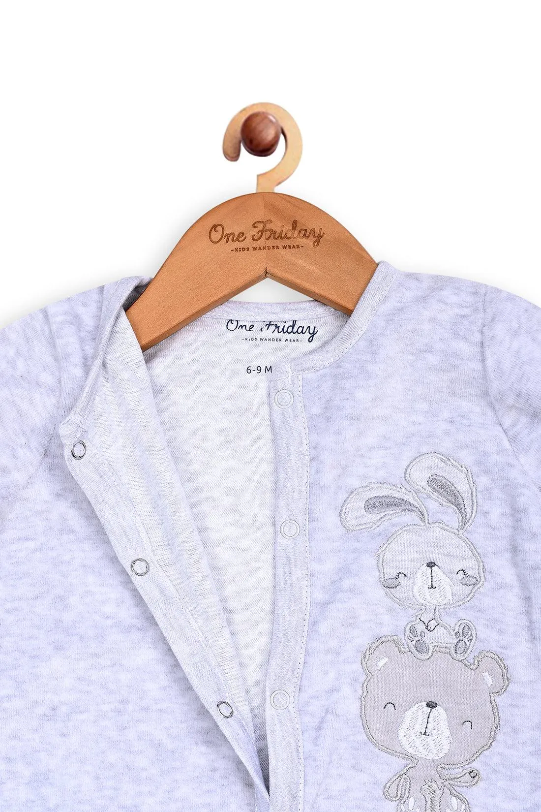 One Friday Baby Boys Grey Front Open Romper