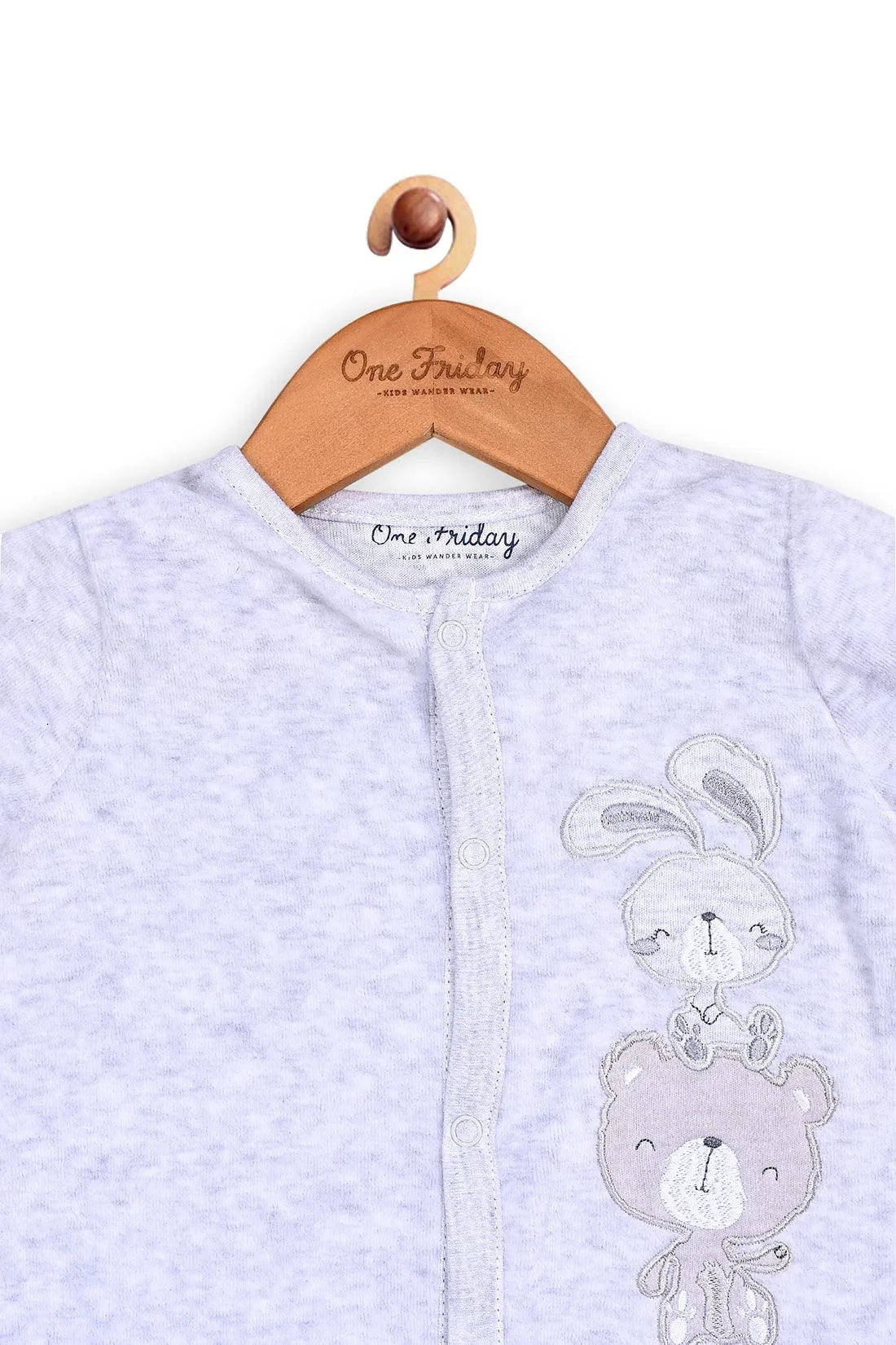 One Friday Baby Boys Grey Front Open Romper
