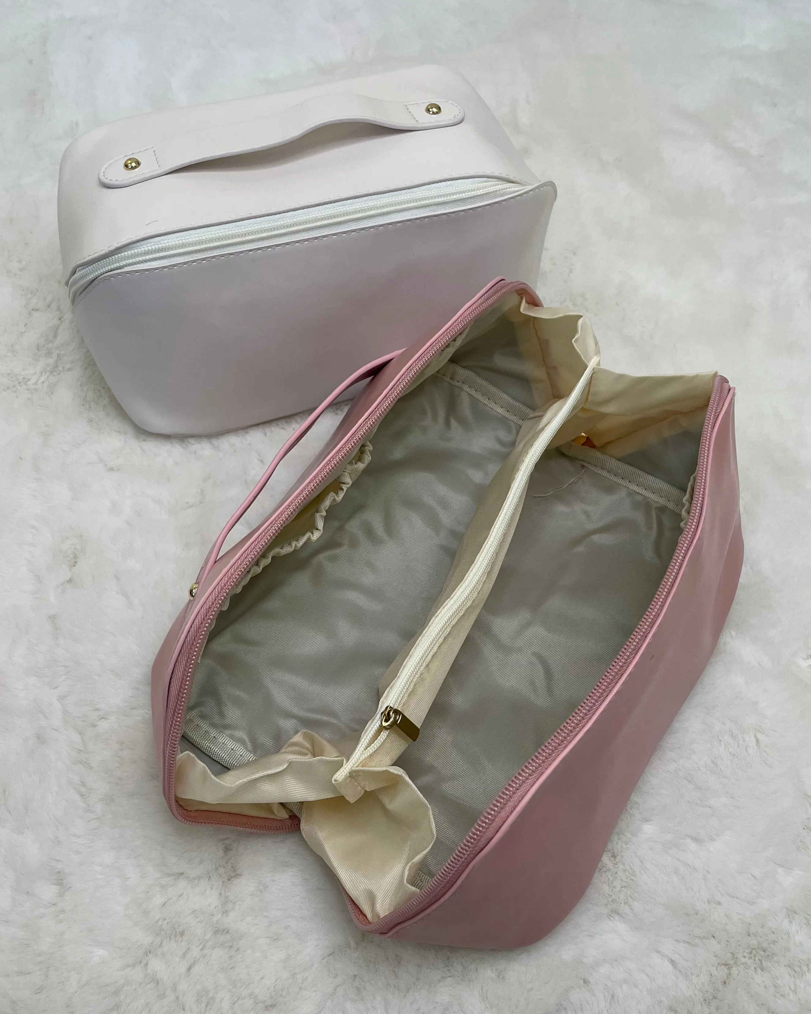 One More Pink Faux Leather Makeup Bag