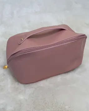 One More Pink Faux Leather Makeup Bag