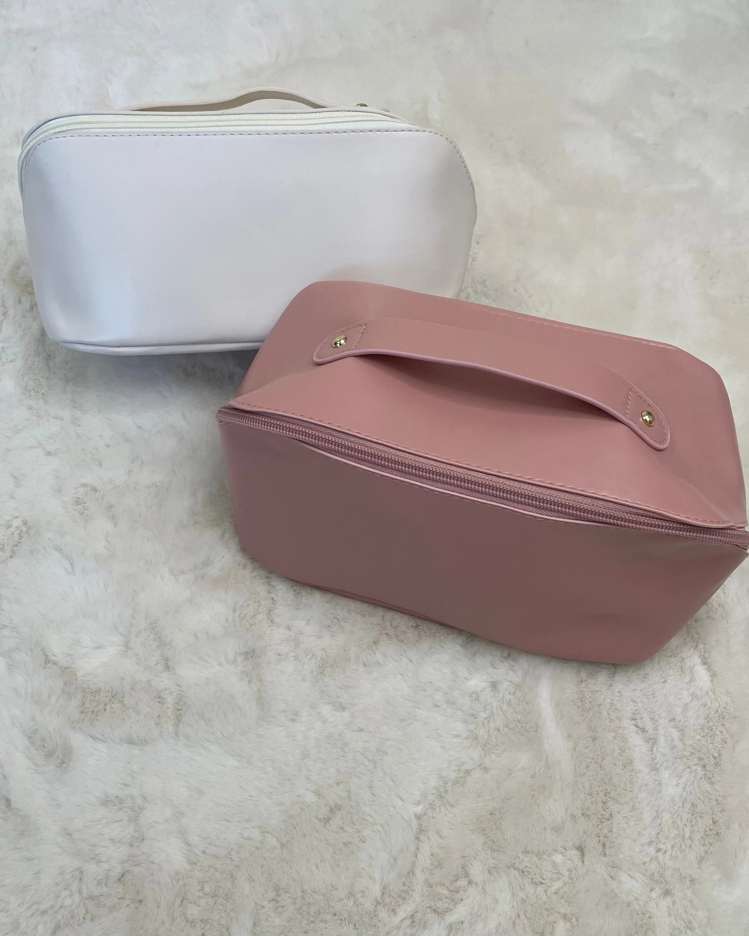 One More Pink Faux Leather Makeup Bag