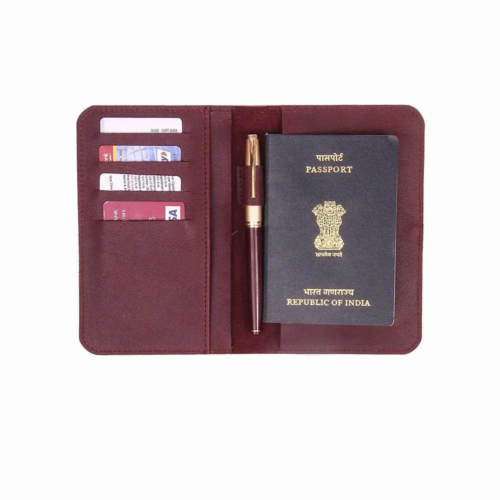 Passport Holder - Burgundy Leather