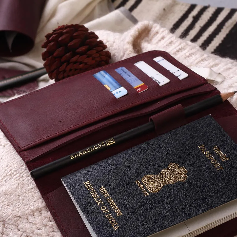 Passport Holder - Burgundy Leather
