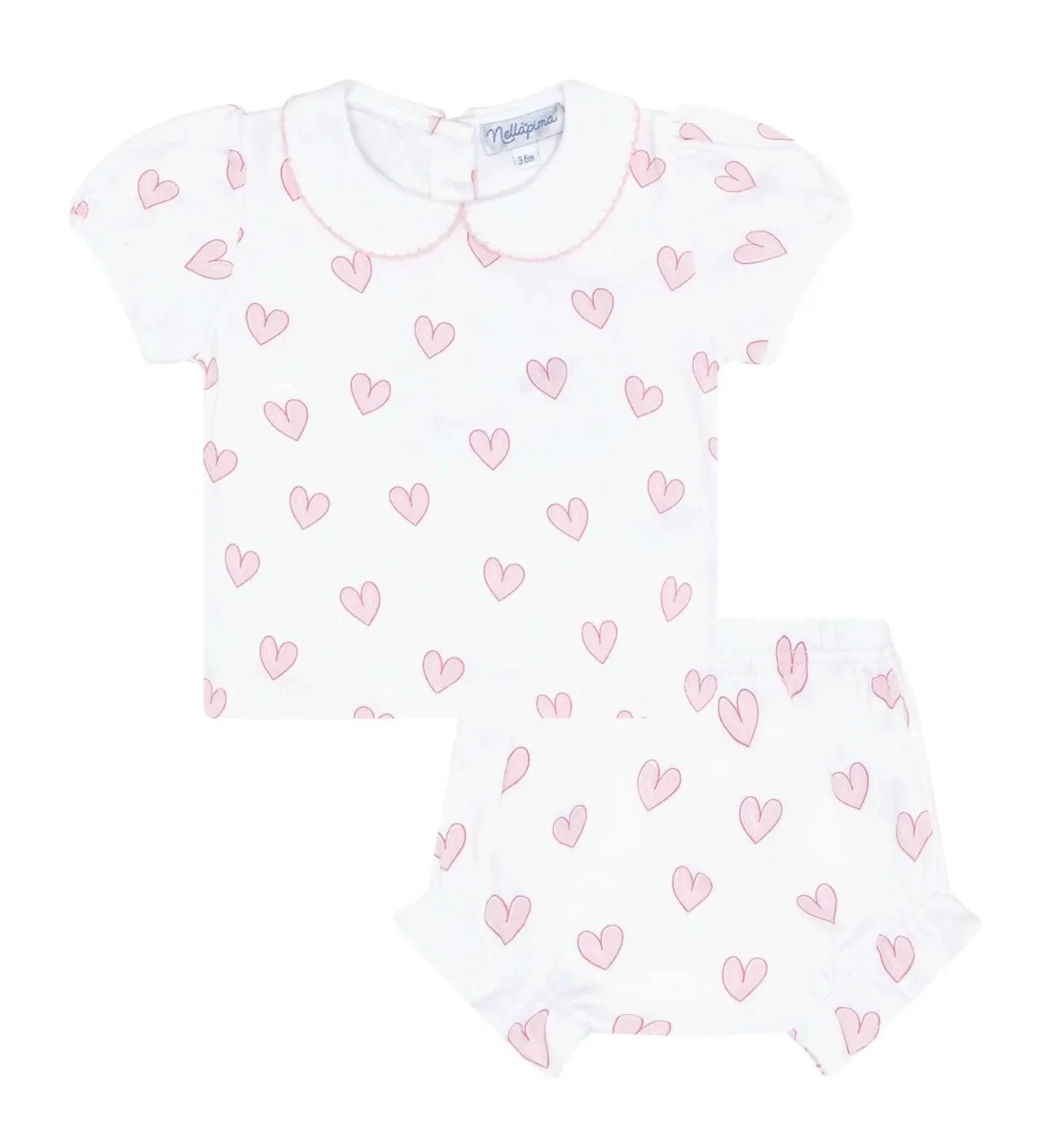 Pink Heart Print Diaper Cover Set