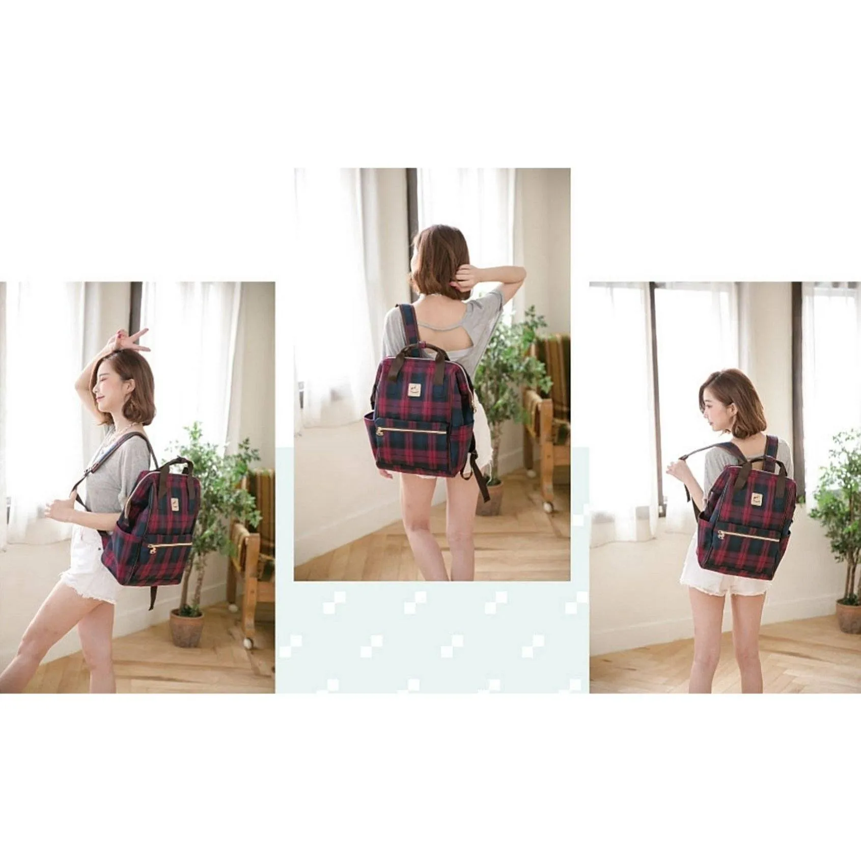 Pink Surfing Corgi Large Opening Backpack