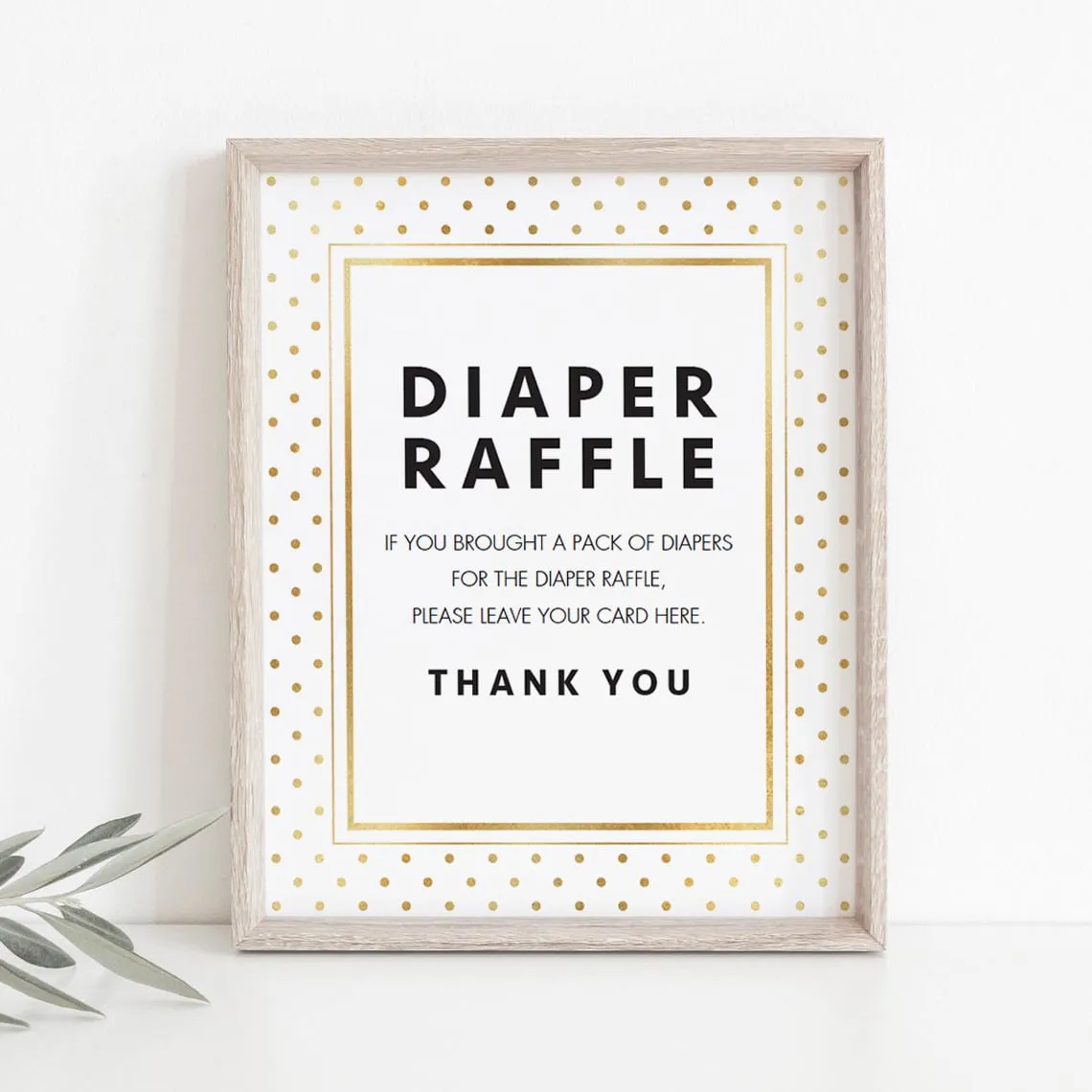Printable Baby Shower Sign for Diaper Raffle Tickets Gold