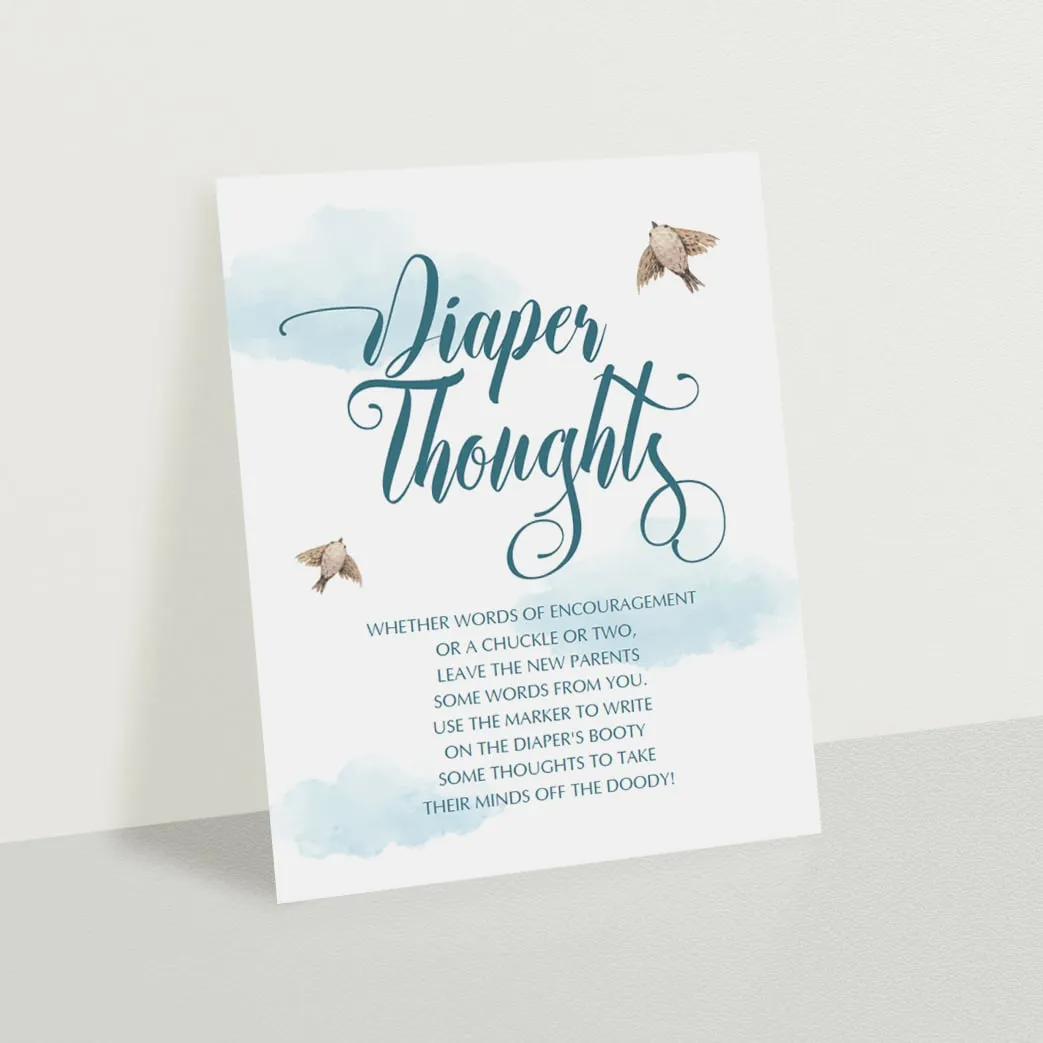 Printable Diaper Thoughts Blue Shower Activity