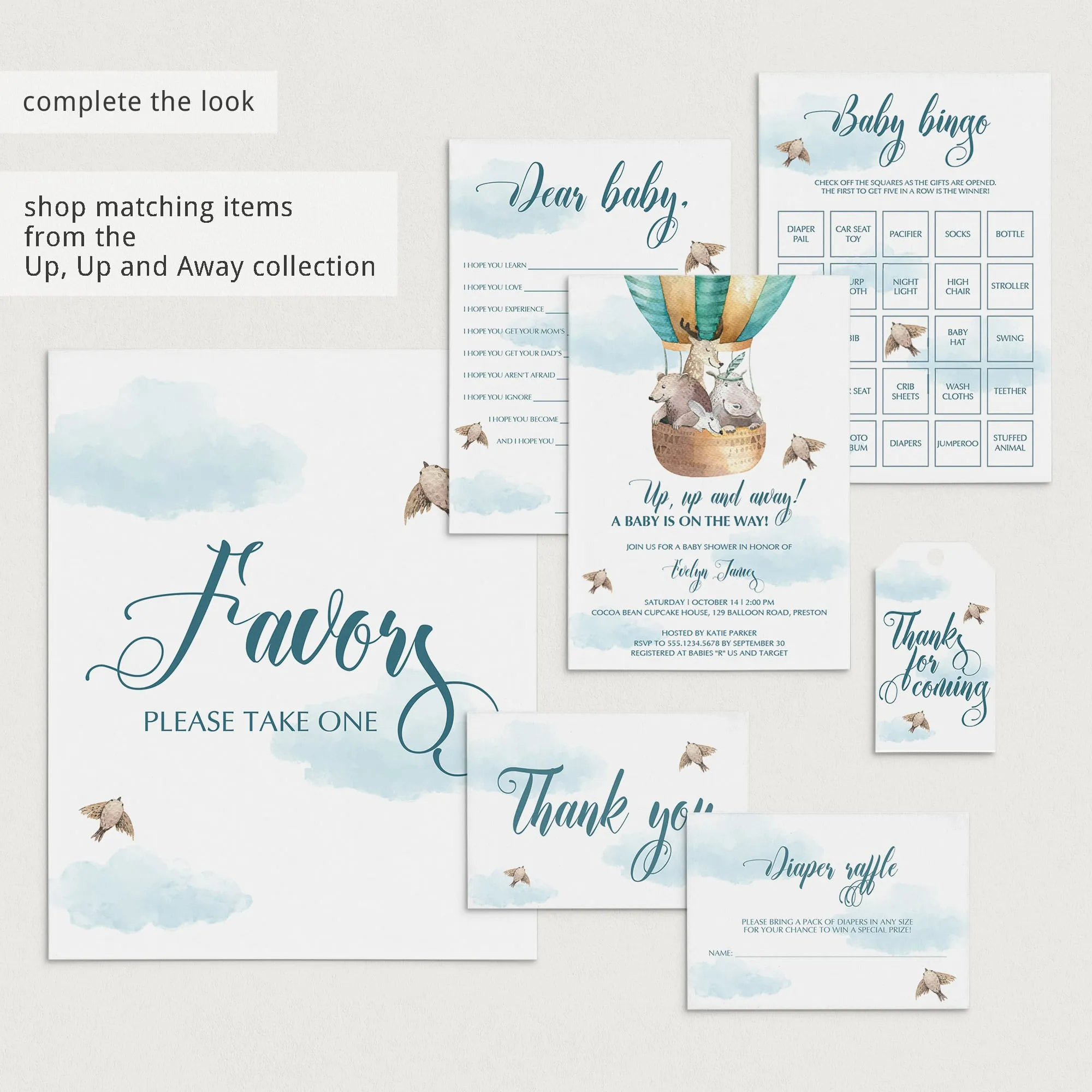 Printable Diaper Thoughts Blue Shower Activity