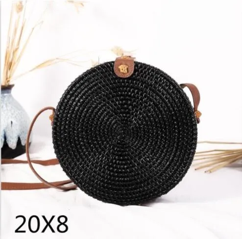 Round Rattan Straw Bag Crossbody Canteen Beach Purse Boho Bohemian Handbag Handmade Messenger Bag Natural Brown Beige Black White Colors Over 50 Different Styles!