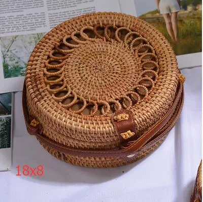 Round Rattan Straw Bag Crossbody Canteen Beach Purse Boho Bohemian Handbag Handmade Messenger Bag Natural Brown Beige Black White Colors Over 50 Different Styles!