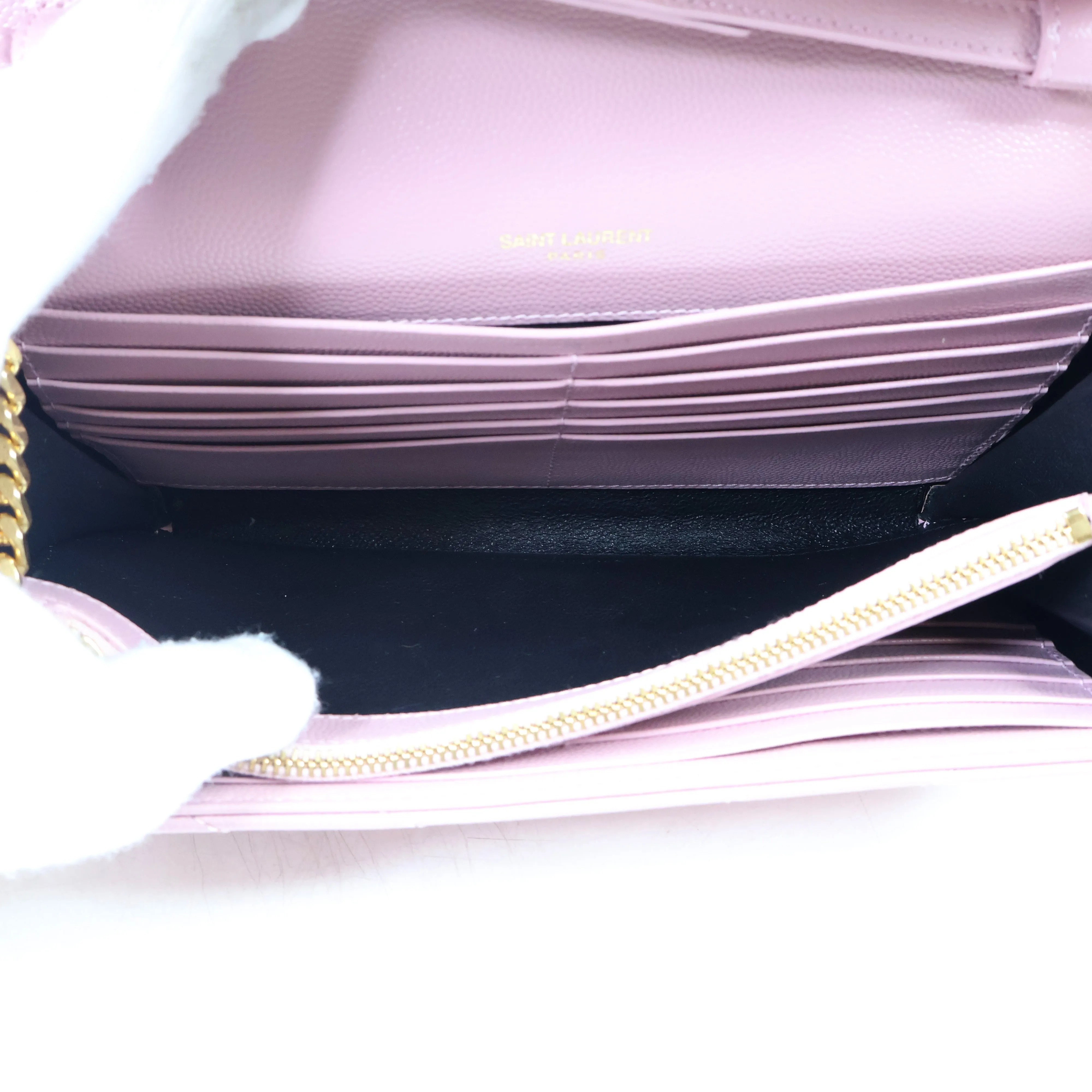 Saint Laurent Wallet On Chain Chevron Pink