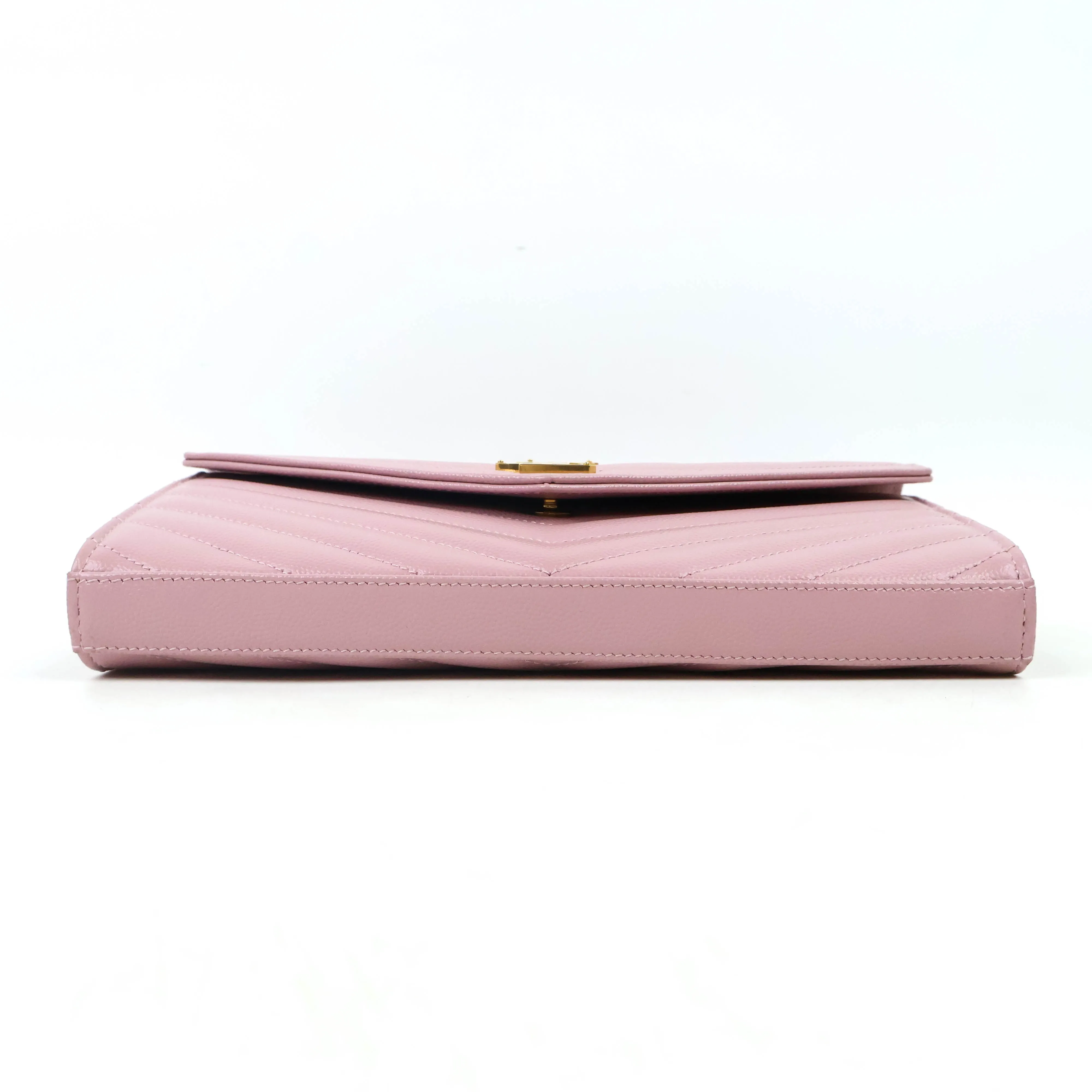 Saint Laurent Wallet On Chain Chevron Pink