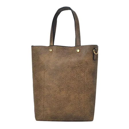 !SALE! Taupe Gray Faux Leather NGIL Bucket Handbag
