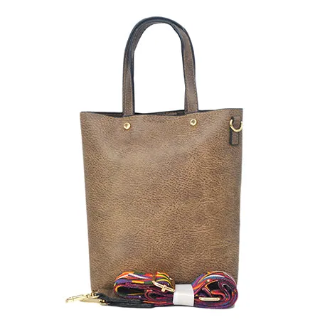 !SALE! Taupe Gray Faux Leather NGIL Bucket Handbag
