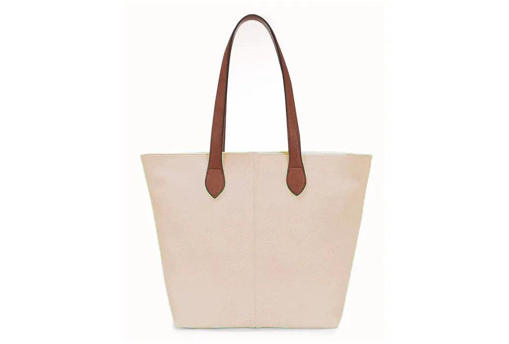 Shopper Style Bag With Tan Handles (9 Colours)
