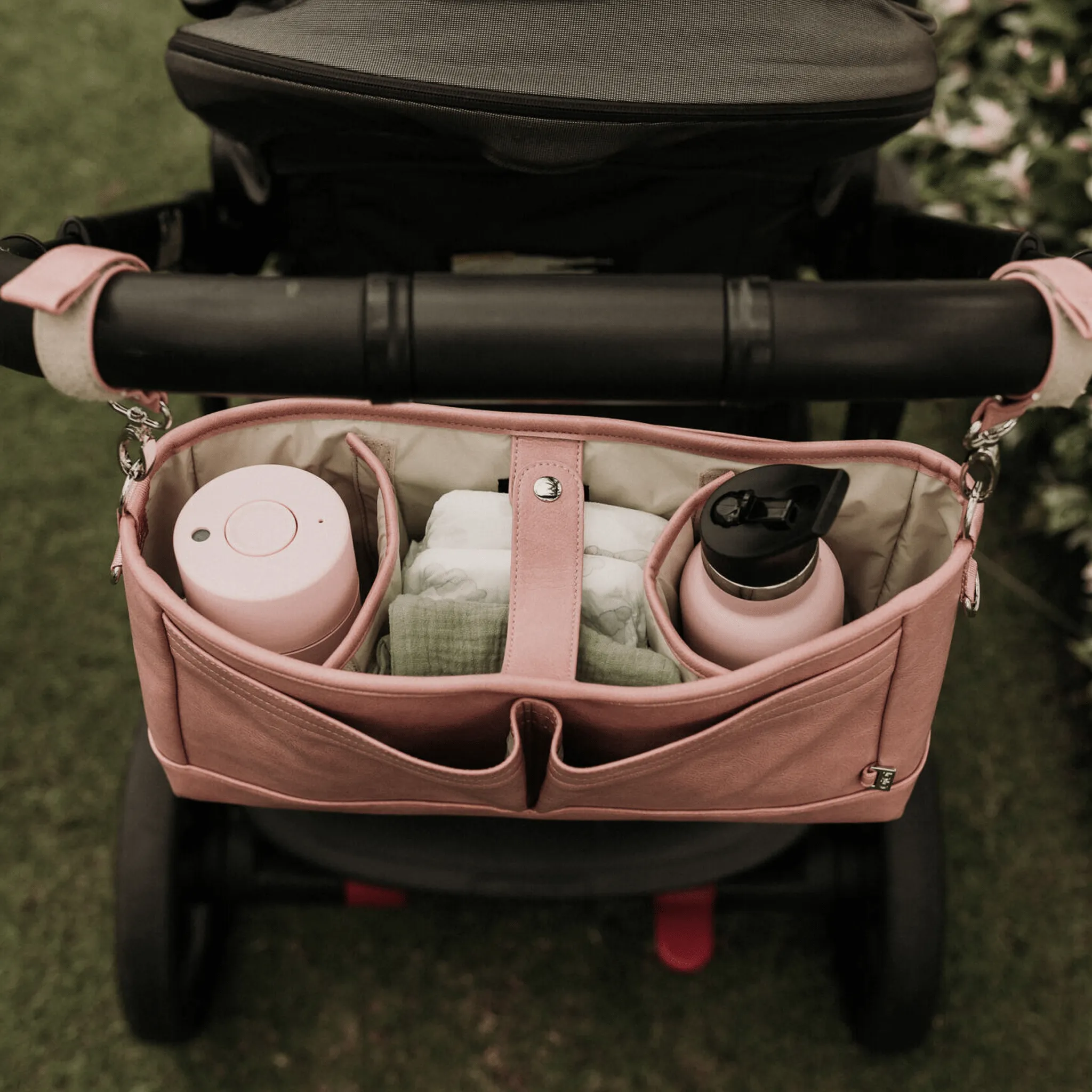 Signature Pram Caddy - Dusty Rose Vegan Leather