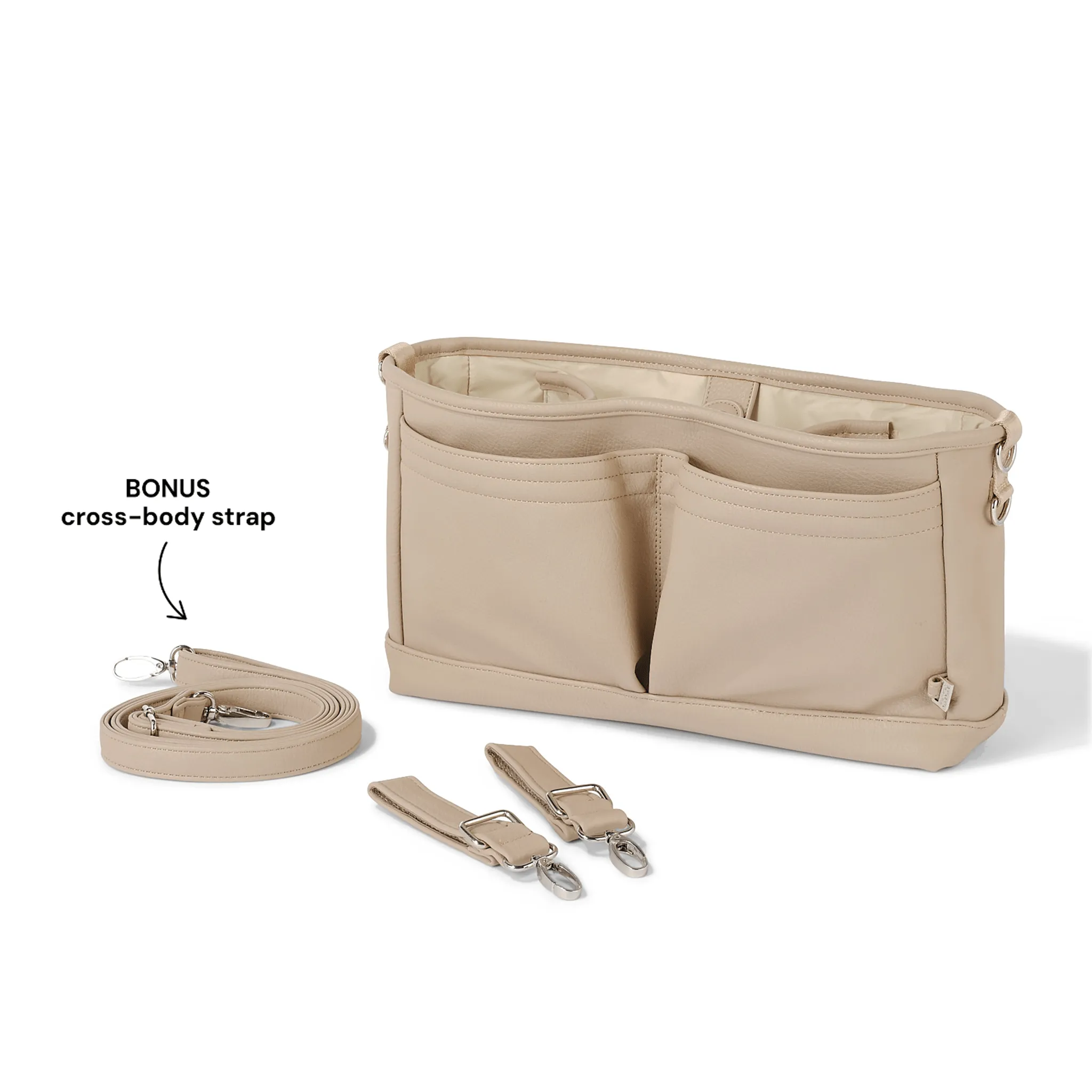 Signature Pram Caddy - Oat Dimple Vegan Leather