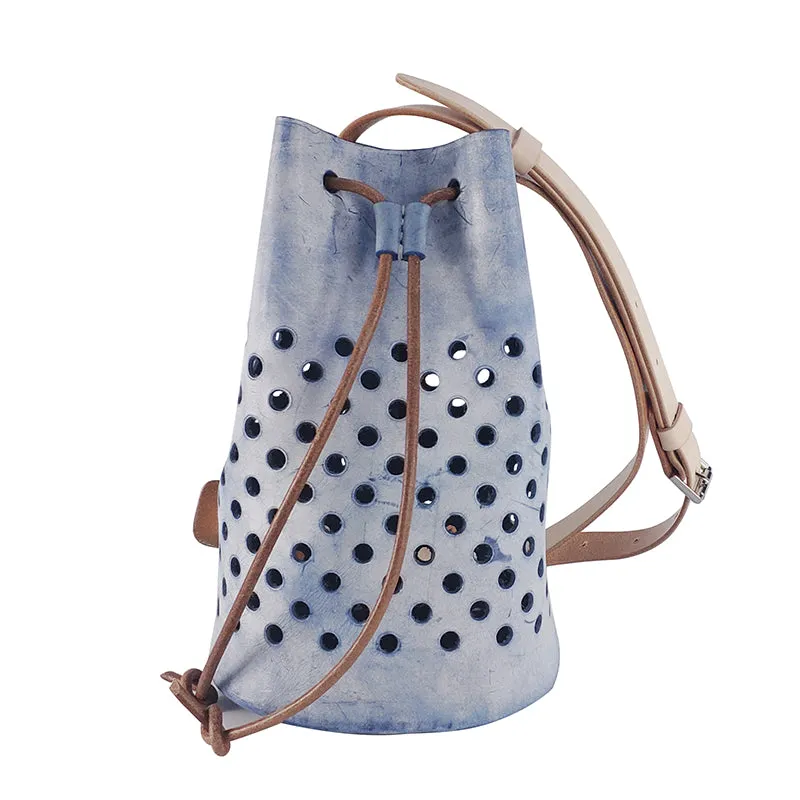 Small Womens Leather Drawstring Crossbody Bucket Bag Purse Boho Side Bags for Women