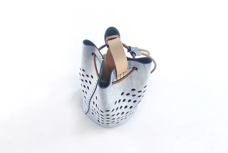 Small Womens Leather Drawstring Crossbody Bucket Bag Purse Boho Side Bags for Women
