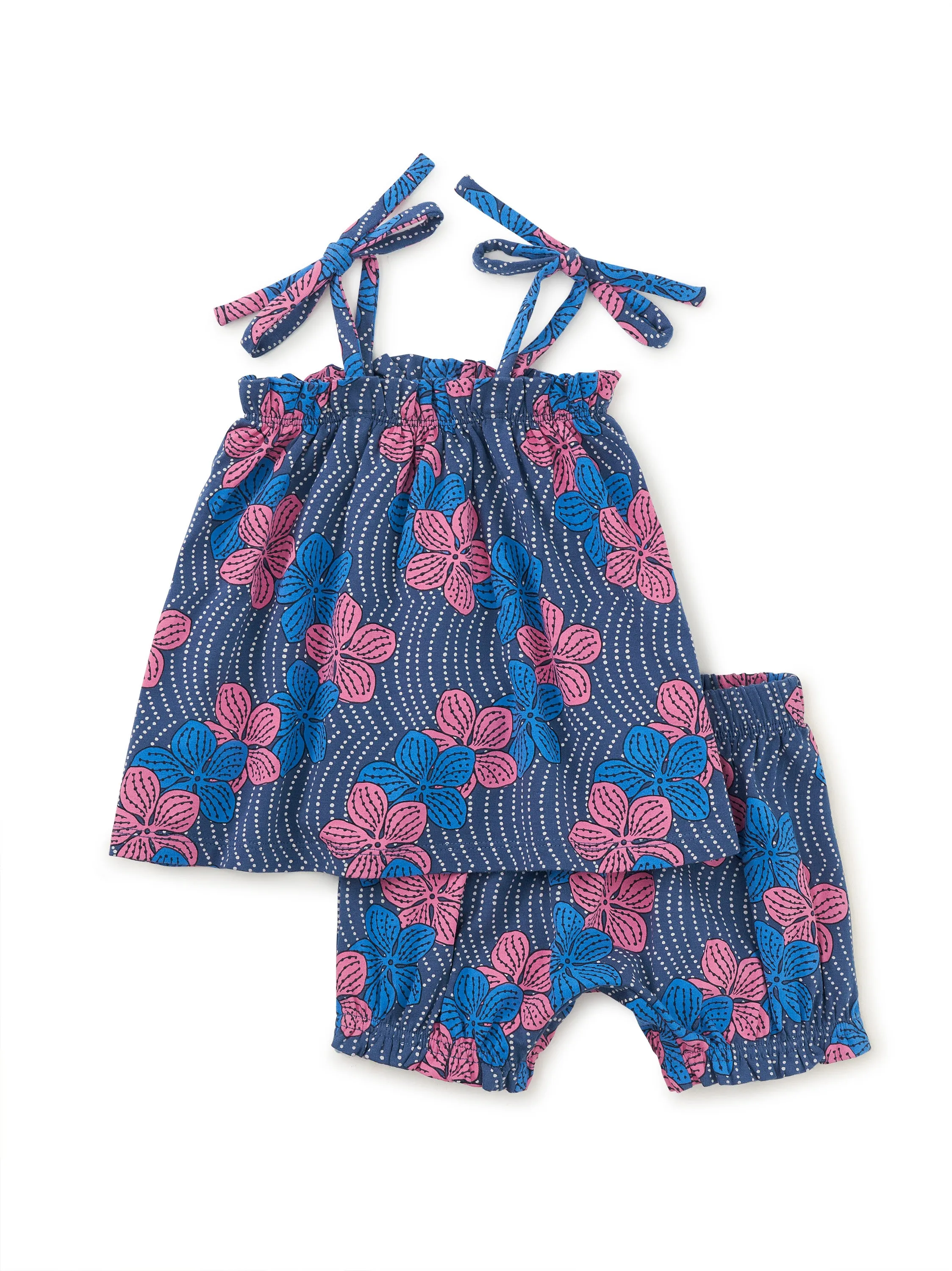 Tie Shoulder Baby Set / Wavy Plumeria