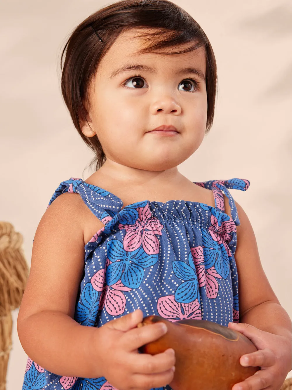 Tie Shoulder Baby Set / Wavy Plumeria