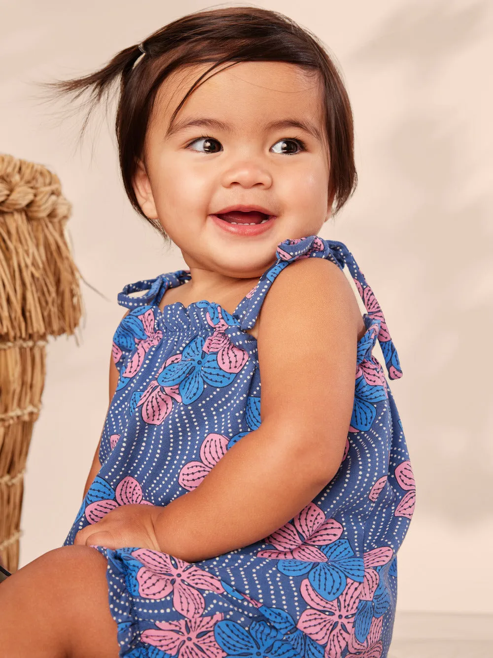 Tie Shoulder Baby Set / Wavy Plumeria