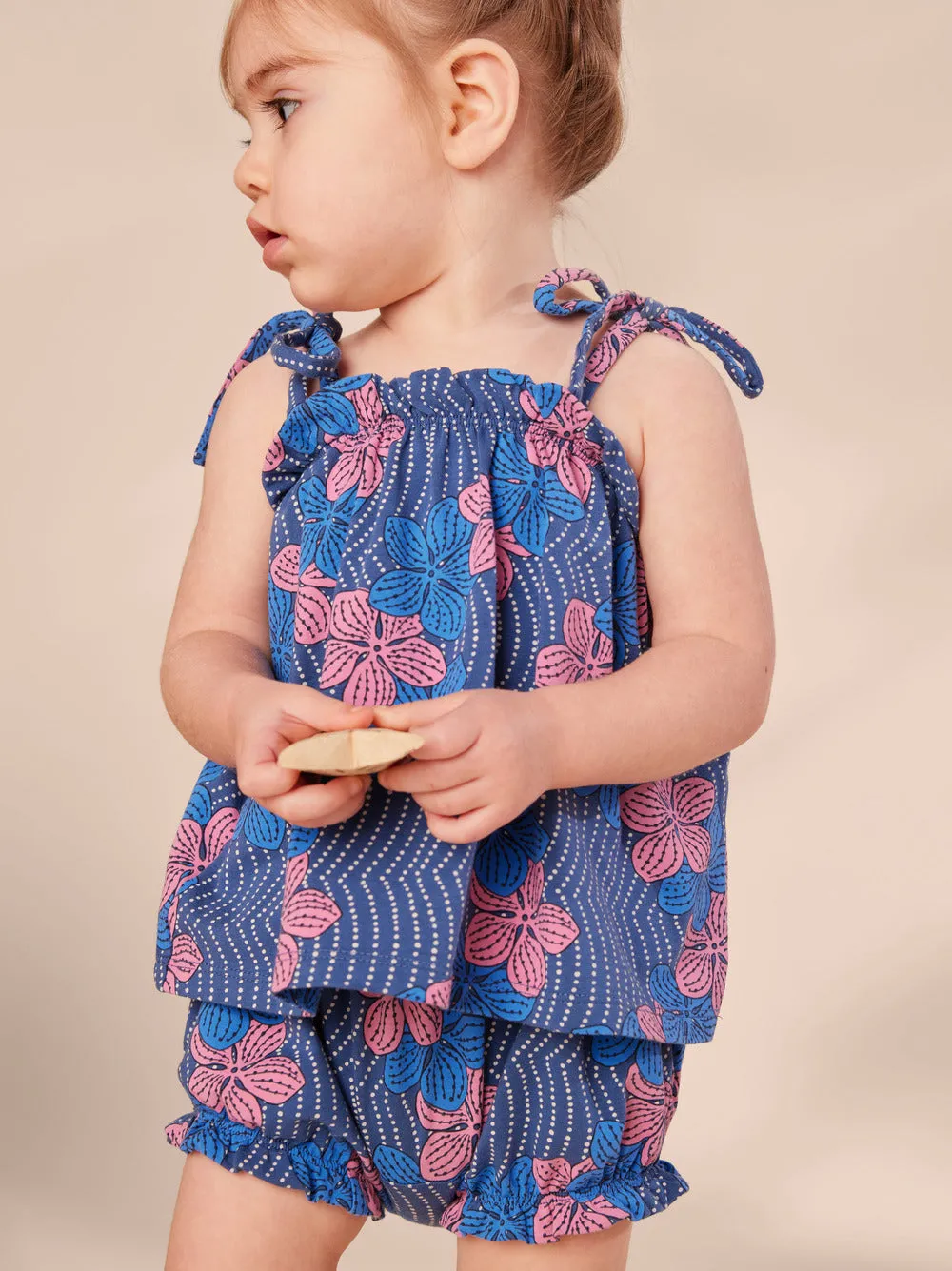 Tie Shoulder Baby Set / Wavy Plumeria