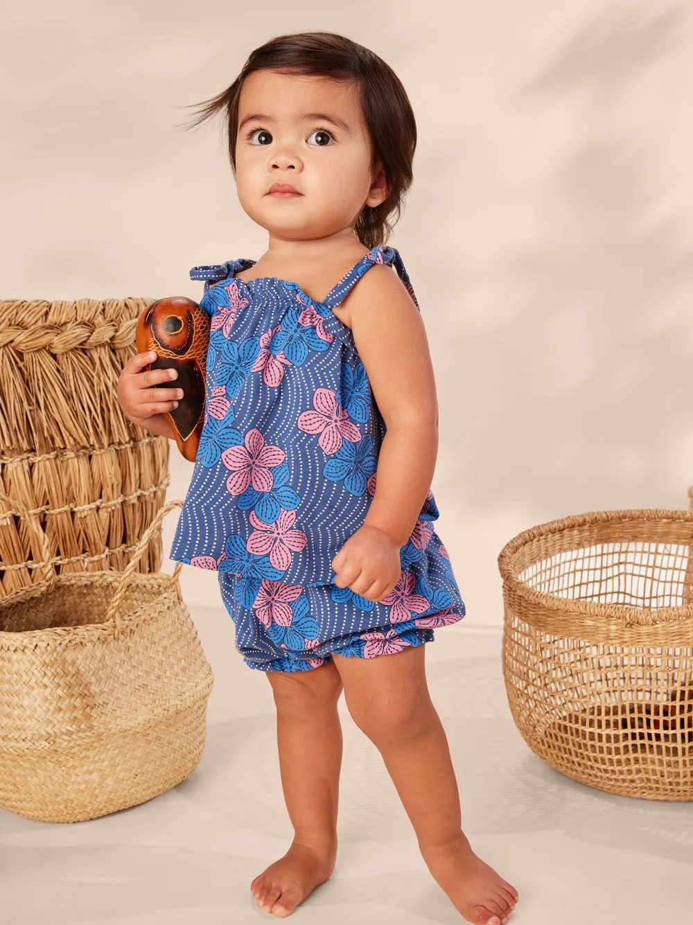 Tie Shoulder Baby Set / Wavy Plumeria