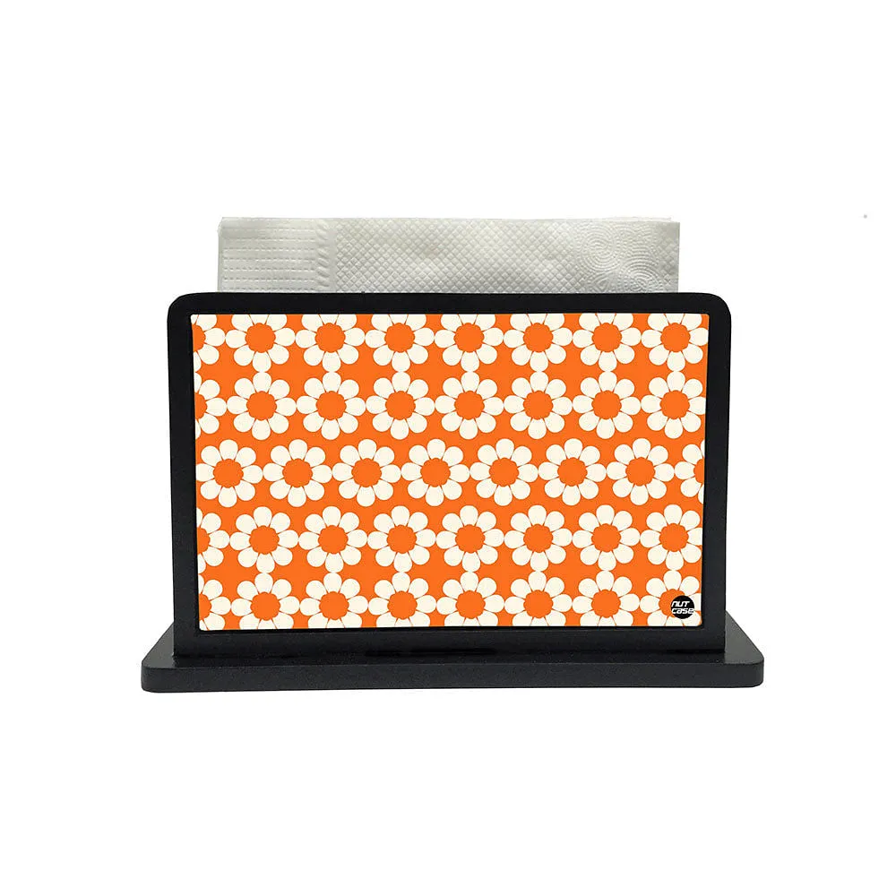 Tissue Holder Paper Napkin Stand - Orange Flowers