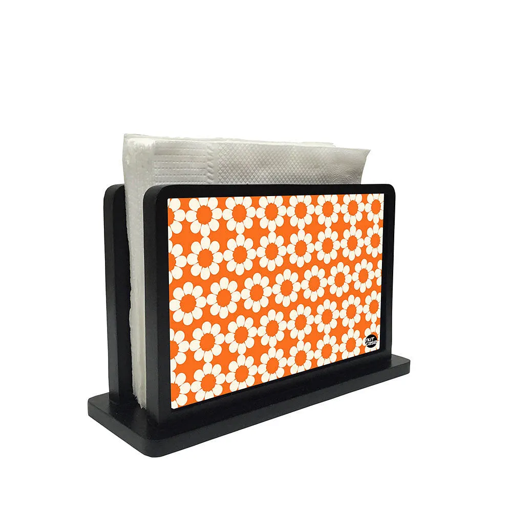 Tissue Holder Paper Napkin Stand - Orange Flowers